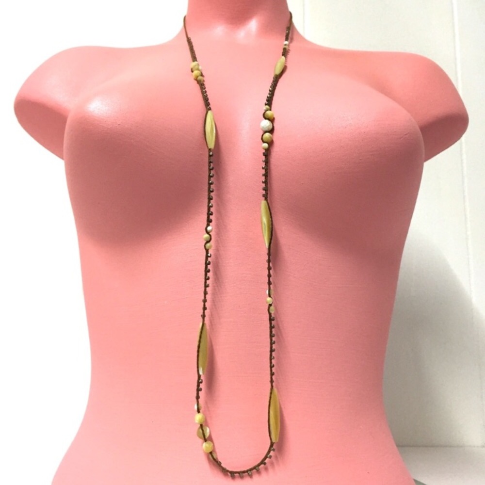 Long CHAN LUU Natural Bead Stone Bone Boho Wrap
